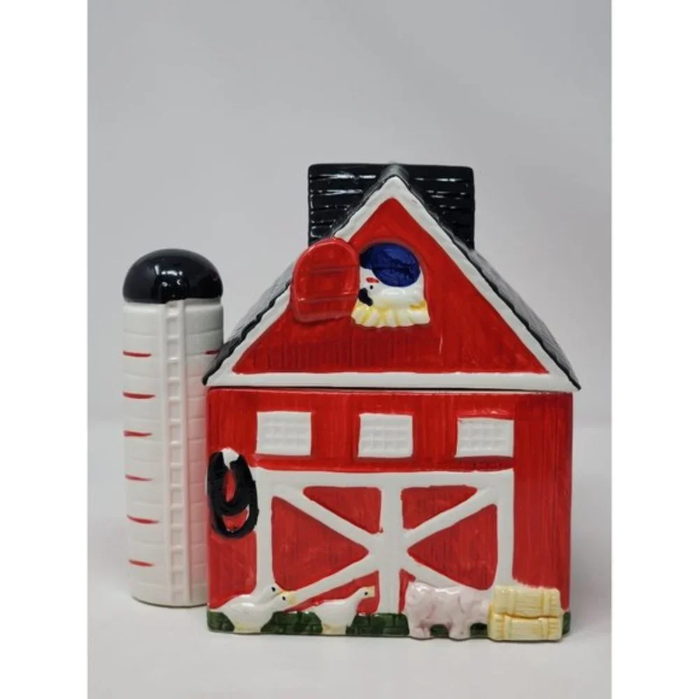 AMC NY‎ NY Red Barn Cookie Jar With Silo Makes Talking Animal Sounds